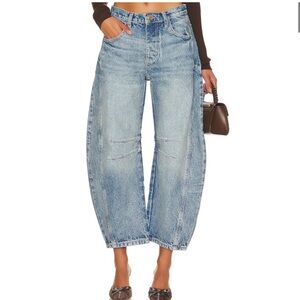 Free People We The Free Good Luck Mid Rise Barrel Wide Leg Jeans Size 25